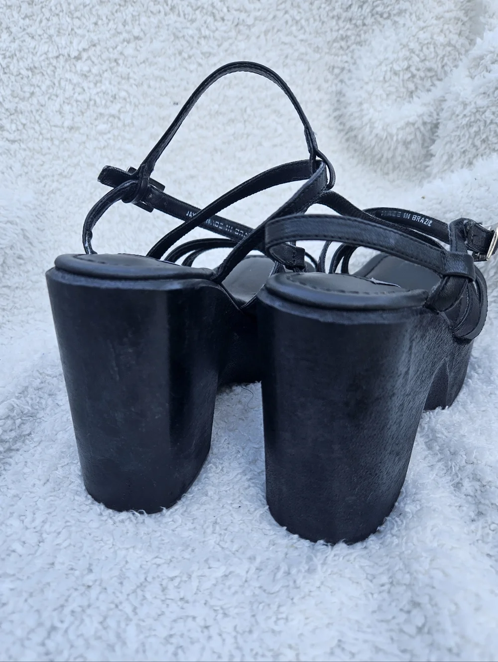 Y2K Vintage Steve Madden Black Strappy Platform Sandals - Picture 5 of 7